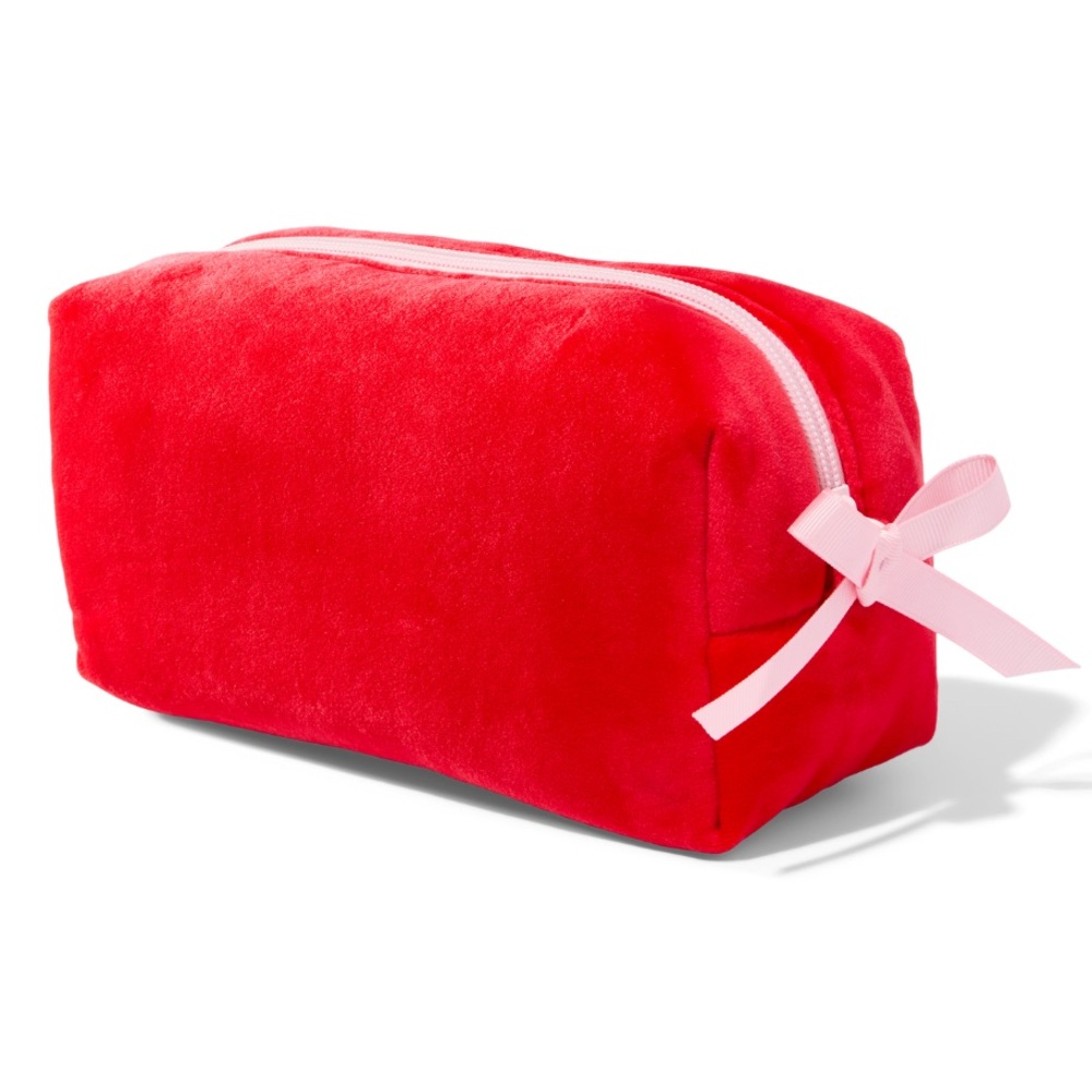 Brand New Red & Pink Velvet Cosmetic Bag Makeup Bag Beauty Bag